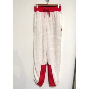 Free People Movement Cuddle Up Jogger Pants XS Ivory Red Cozy Lounge Relaxed